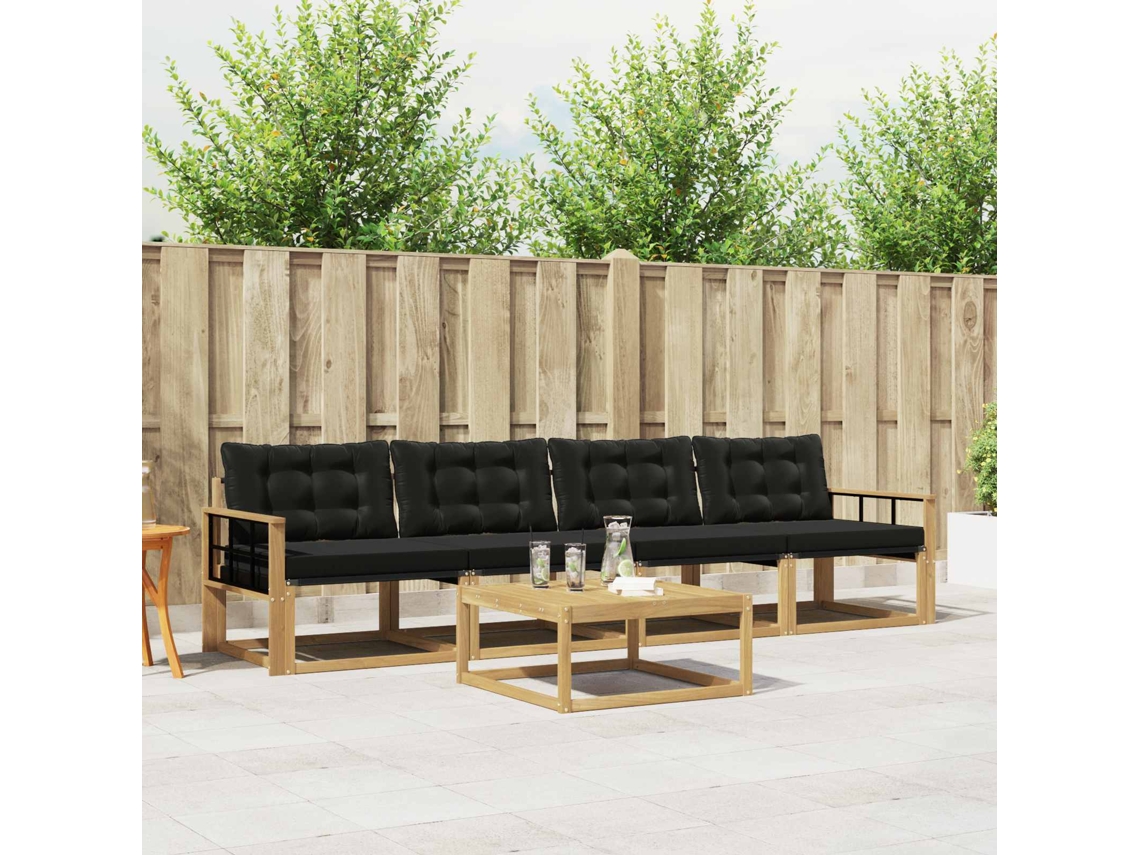 Vidaxl Conjunto De Sofás Para Exterior 5 Pcs Branco E Preto