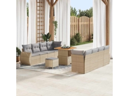 Vidaxl Conjunto De Sofá De Jardim 11 Unid. Bege Vime Pe