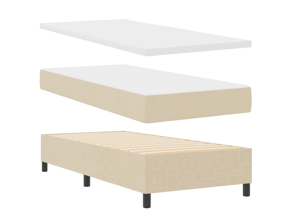 Conjunto 1 Cama Box Vidaxl Creme Tecido (100 X 200 Cm)