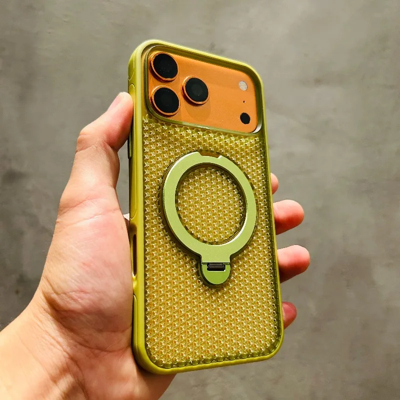 Capa Protetora Giratória Com Dissipação De Calor Em Formato De Colmeia Para Iphone 13 (verde), Compatível Com Magsafe.