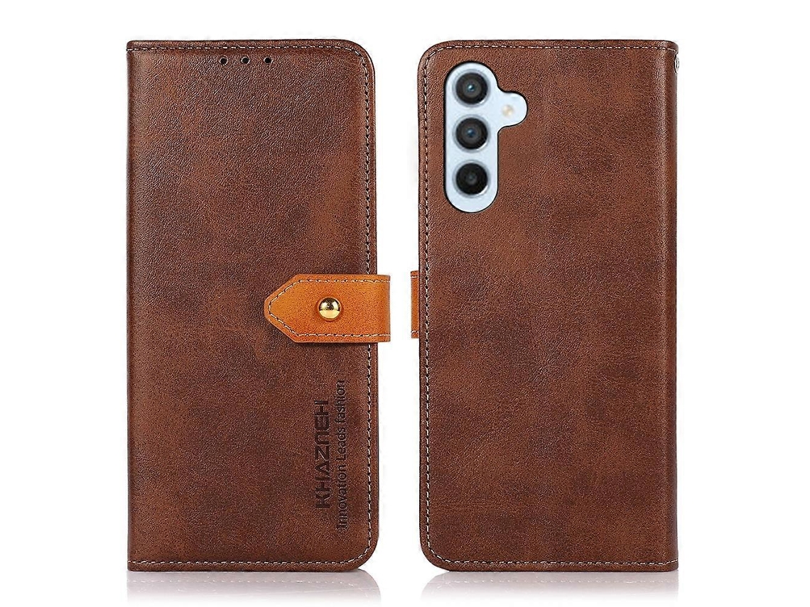 Capa De Celular Flip Em Couro Texturizado De Vaca Bicolor Khazneh Para Samsung Galaxy M35