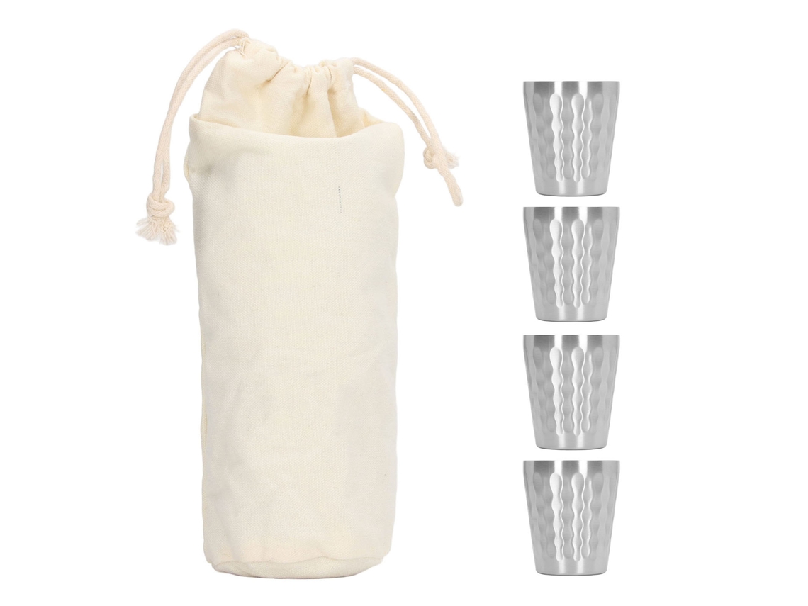 Conjunto 4 Copos Inox 304 300ml Camping