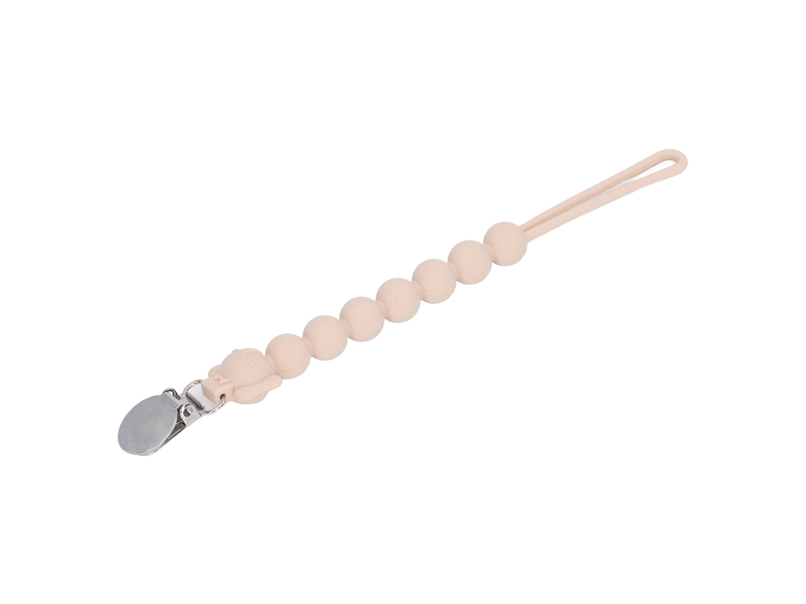 Corrente De Dentição De Silicone Para Bebê Com Clip De Aço Inoxidável Rosa
