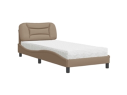 Vidaxl Cama Com Colchão Hvar 80x200 Cm Couro Artificial Cappuccino