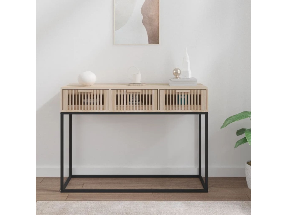 Vidaxl Mesa Consola 105x30x75 Cm Derivados De Madeira E Ferro