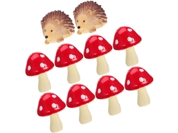 Kichouse Cogumelos Decorativos em Resina com Ouriço e Cogumelo, Pequenos Acessórios de Jardim, Figuras em Miniatura CHABERLU