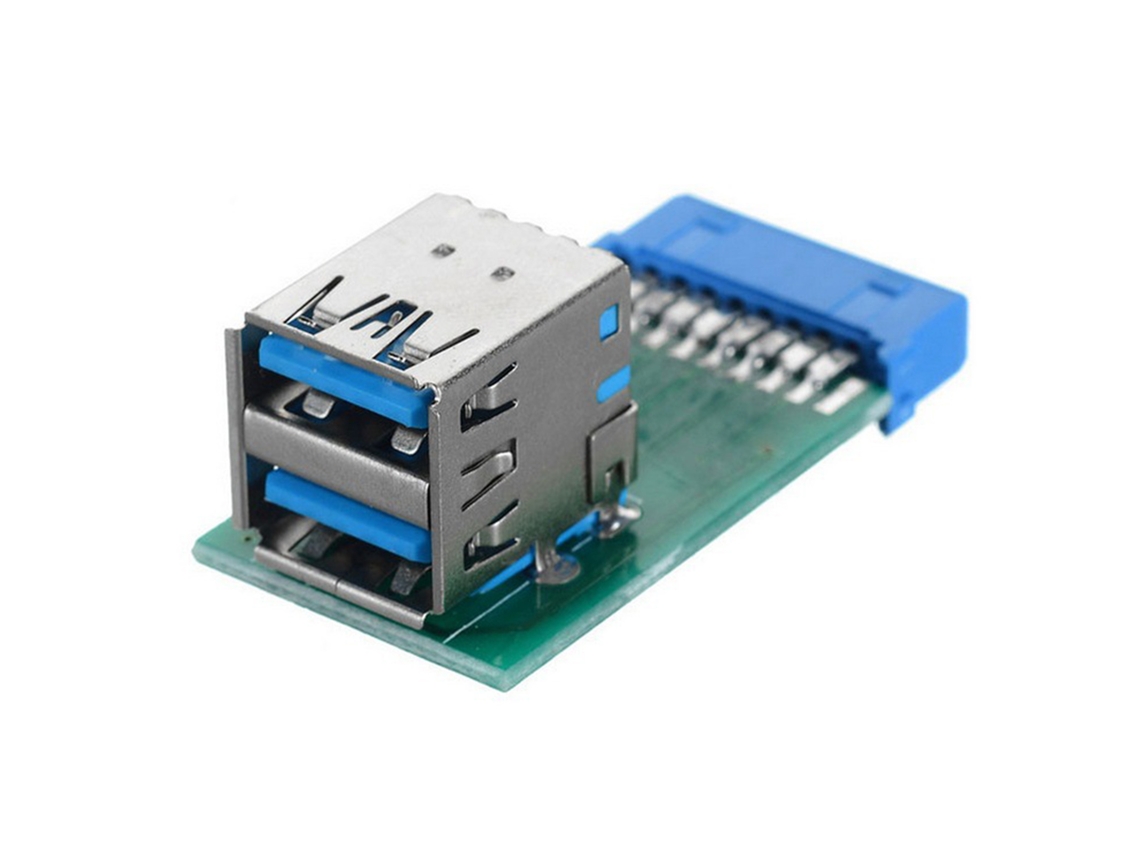 Adaptador Usb 3.0 Vertical Com Fêmea 20 Pinos Para Conector Duplo De Placa Mãe Luz Dourada
