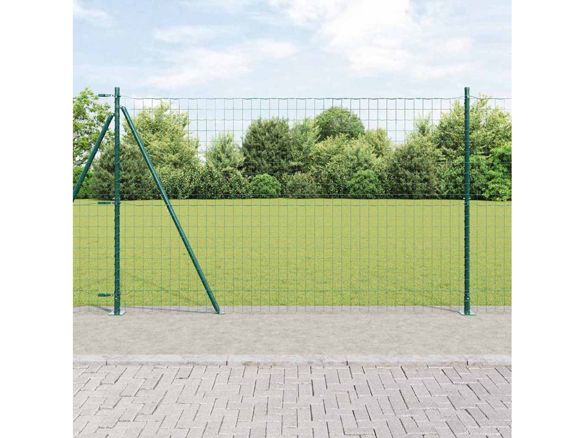 Vidaxl Cerca Europeia Com Base De Concreto 10 X 1,4 M Verde Malha
