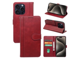 Capa Para Iphone 15 Pro Pele Sintética Anti-choque Vermelho