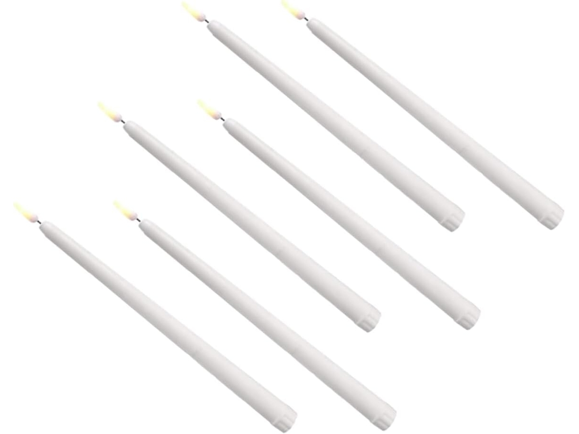 Conjunto De 6 Velas Decorativas Eletrônicas De Led Em Haste Longa.