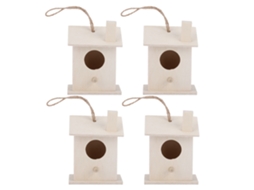 4pcs Casa de Pássaros de Madeira Suspensa | S/MARCA