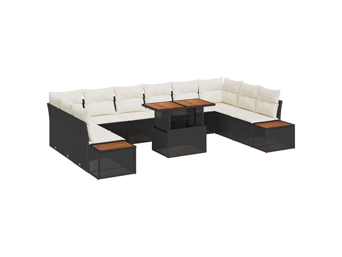 Maison Exclusive - Conjunto De Jantar Para Jardim Com Almofada 11 Pcs Preto E Bege