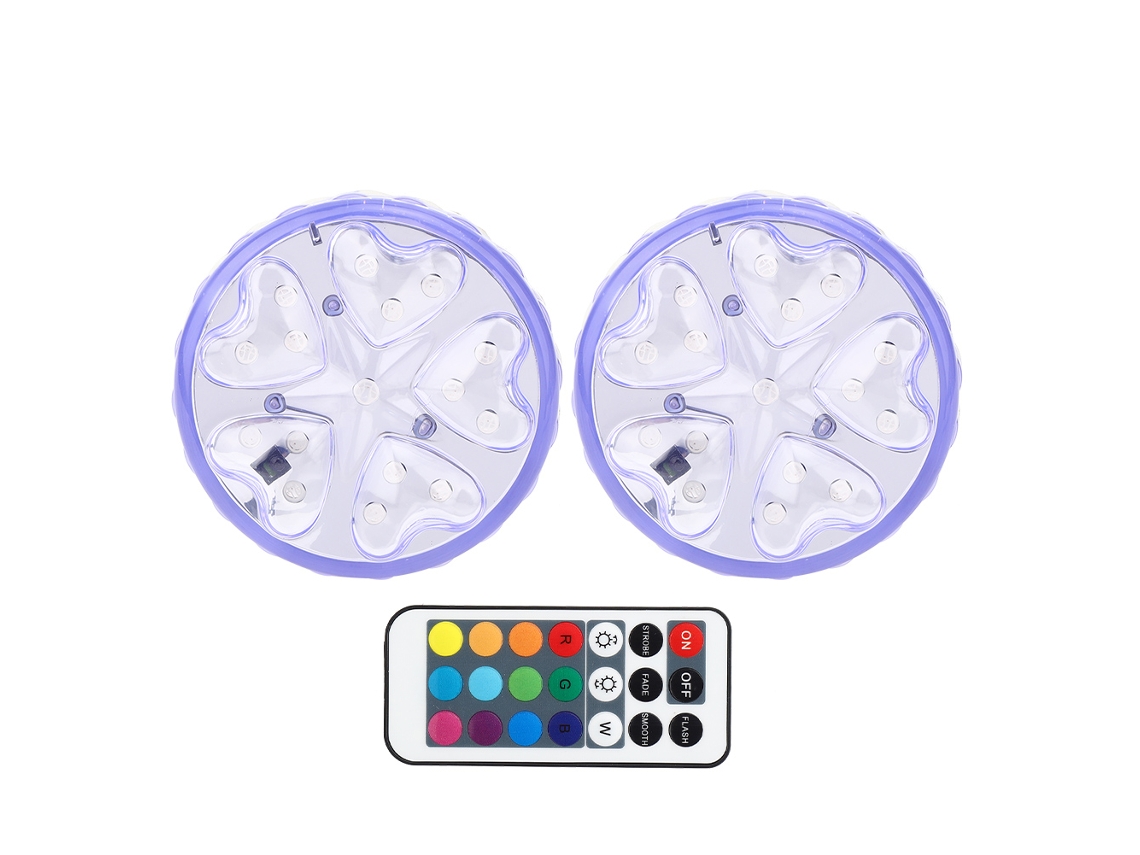 2026 2 Peças de Luz Led Submersível com Controle Remoto para Piscina, Alberca e Tanque Quadrados
