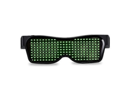 Óculos de LED para festas, com controle por aplicativo, Bluetooth, idiomas personalizáveis, carregamento USB, luzes brilhantes e design em formato de S.