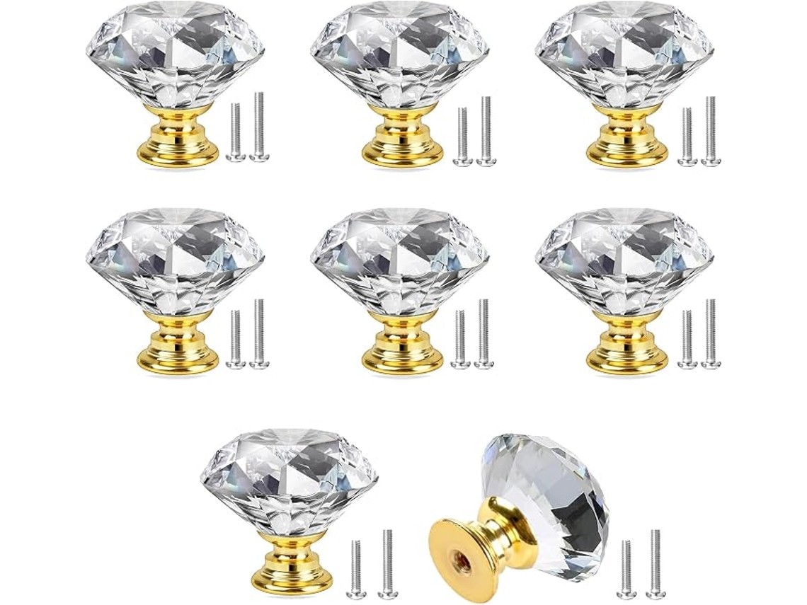 8 Puxadores de Cristal em 25mm com Parafusos BRILVIBERA