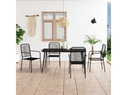 Vidaxl 5 Pcs Conjunto De Jantar P/ Jardim Corda De Algodão E Aço Preto