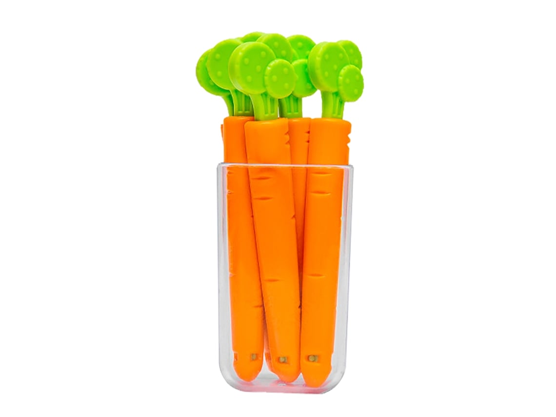 5pcs Ganchos de Selar Alimentos Forma de Cenoura Reutilizáveis com Caixa de Armazenamento