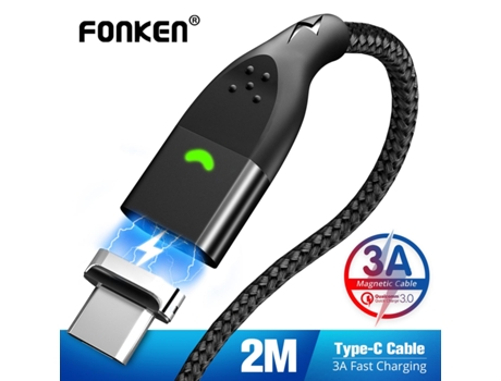 Cabo Micro Usb Magnético Ímã Usb Tipo C Cabo De Carregamento De Telefone 3a Cabo De Carregador Rápido Móvel Para Iphone Fonken