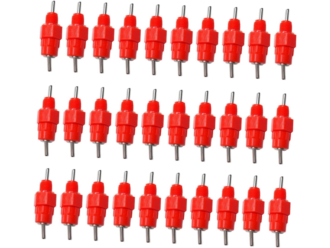 Bebedouro Automático Com Válvula De Esfera, Vermelho, Plástico E Metal, 30 Peças