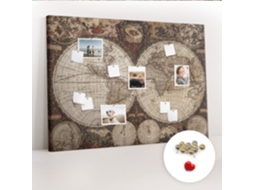Painel De Cortiça Para Parede Mapa-múndi Antigo Para A Sala De Estar Espelharte (140x100 Cm)