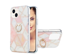 Capa De Tpu Imd Com Padrão De Mármore E Revestimento Eletroplástico, Resistente A Impactos, Com Suporte De Anel Para Iphone 15 Plus.
