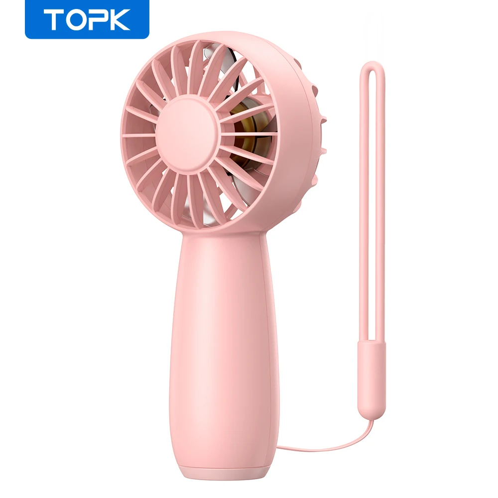 (rosa 1800mah) Mini Ventilador Portátil Recarregável Via Usb De 1800mah