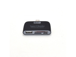 Novo Hub Usb 3.1 Usb c + Leitor de Cartão Otg Tipo para Celular Preto AQUAFORGE
