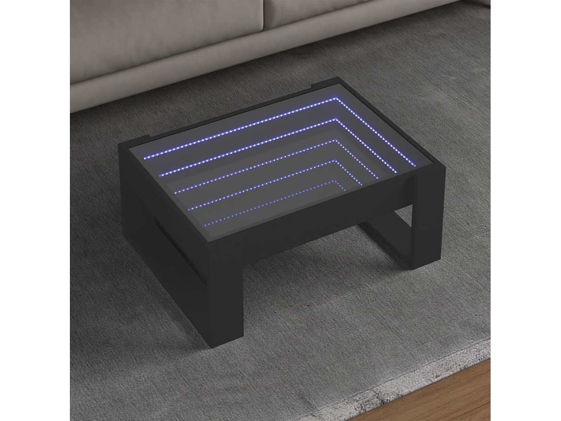 Vidaxl Mesa De Centro Luzes Led Infinity 70x53x30 Cm Preto