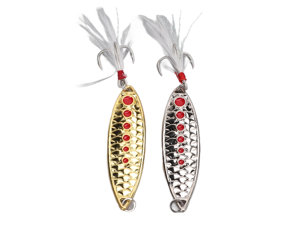 Lure Baits (reflective Fish Attraction, Freshwater And Saltwater Universal) Two-piece Fish Scale Red Dot Leech Spoon Lures