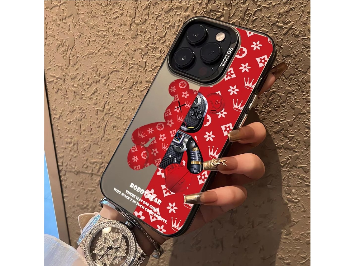 Capa Para Iphone 17 Pro Laser Mechanical Bear H405p10 Cinza