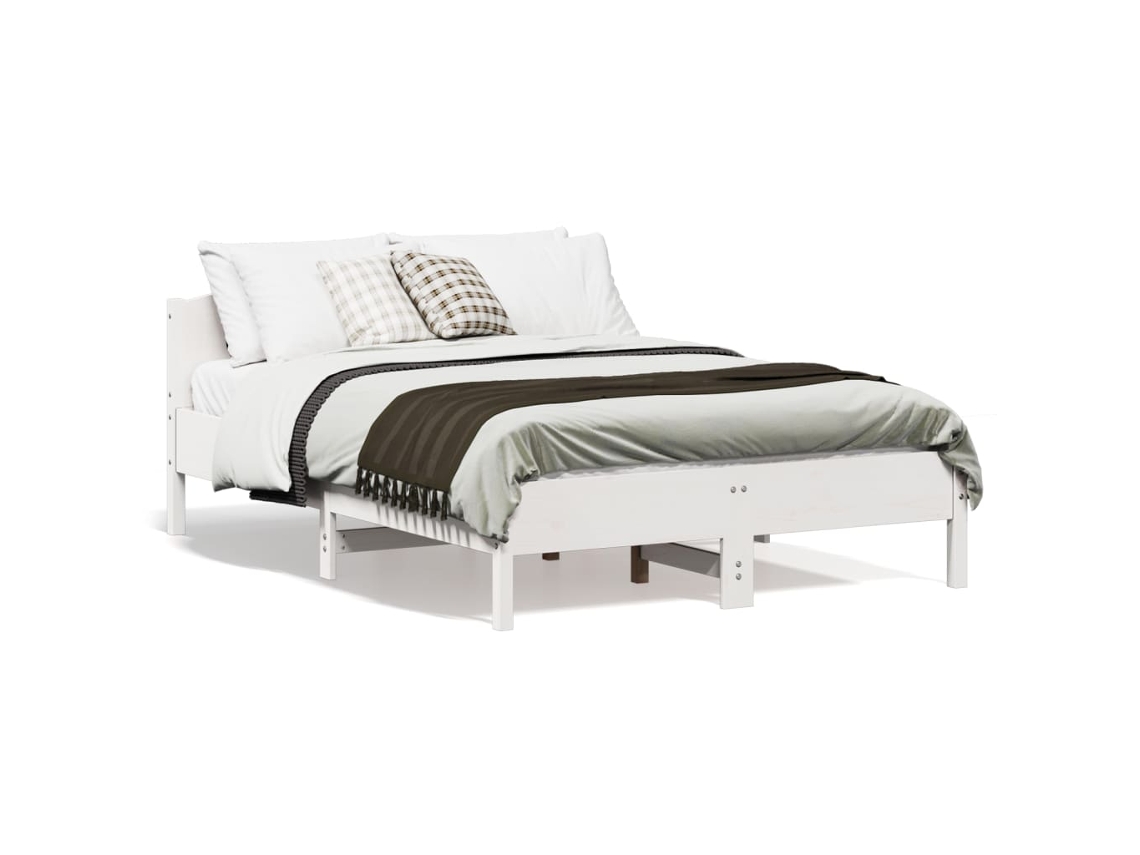 Vidaxl Cama Sem Colchão 120x190 Cm Madeira De Pinho Maciça Branco