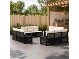 Vidaxl Conjunto De Sofá De Jardim 12 Unid. Preto Vime Pe