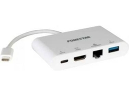 Hub FONESTAR FO-55CH (Usb-C - 4 Portas - Branco)