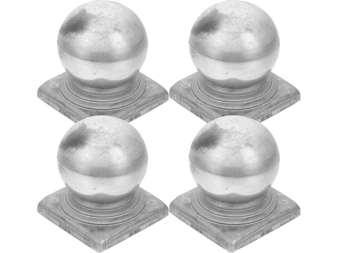 4 Tampas Esféricas De Ferro Para Postes De Cerca De 80x80mm