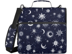 Mochila com estampa de noite estrelada, sol e lua, 3 unidades, com zíper, alça de ombro removível e inclui bolsa.