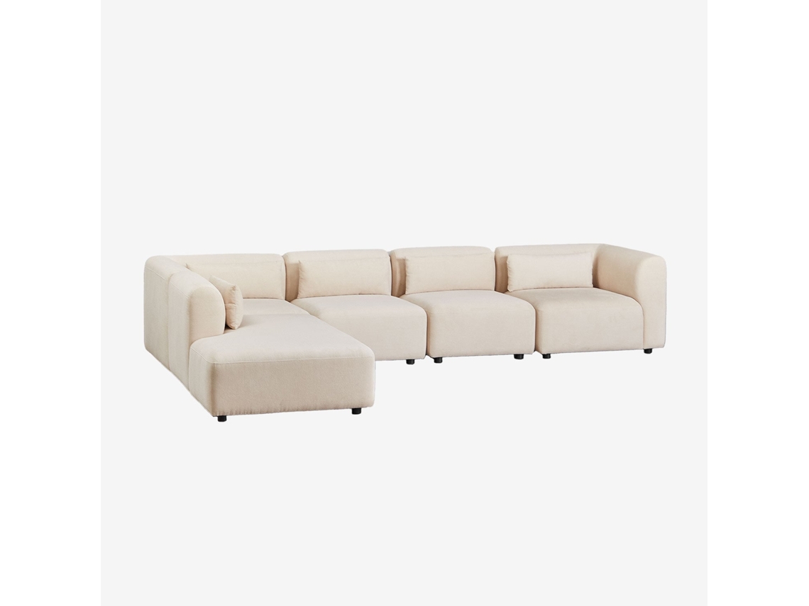 Sklum Sofá Modular De 5 Peças Com Chaise Longue Esquerda Fogler Poliéster                       Bombazina Crema Linho