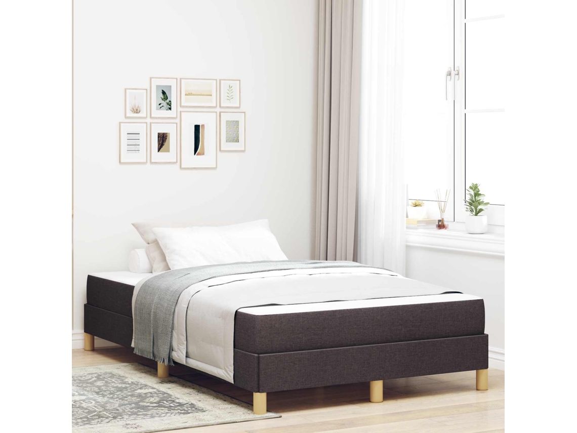 Vidaxl Cama Box Com Colchão Marrom Escuro 120 X 200 Cm Tecido
