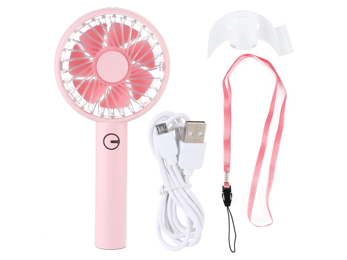 Laxiscreed Mini Ventilador Recarregável Usb Silencioso Para Mão E Mesa Com Suporte Para Telemóvel, Cor Rosa
