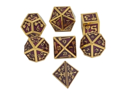 Primerox conjunto de 7 Dados de Metal Poliédricos para Jogos de Tabuleiro e Rpg com Números Nítidos