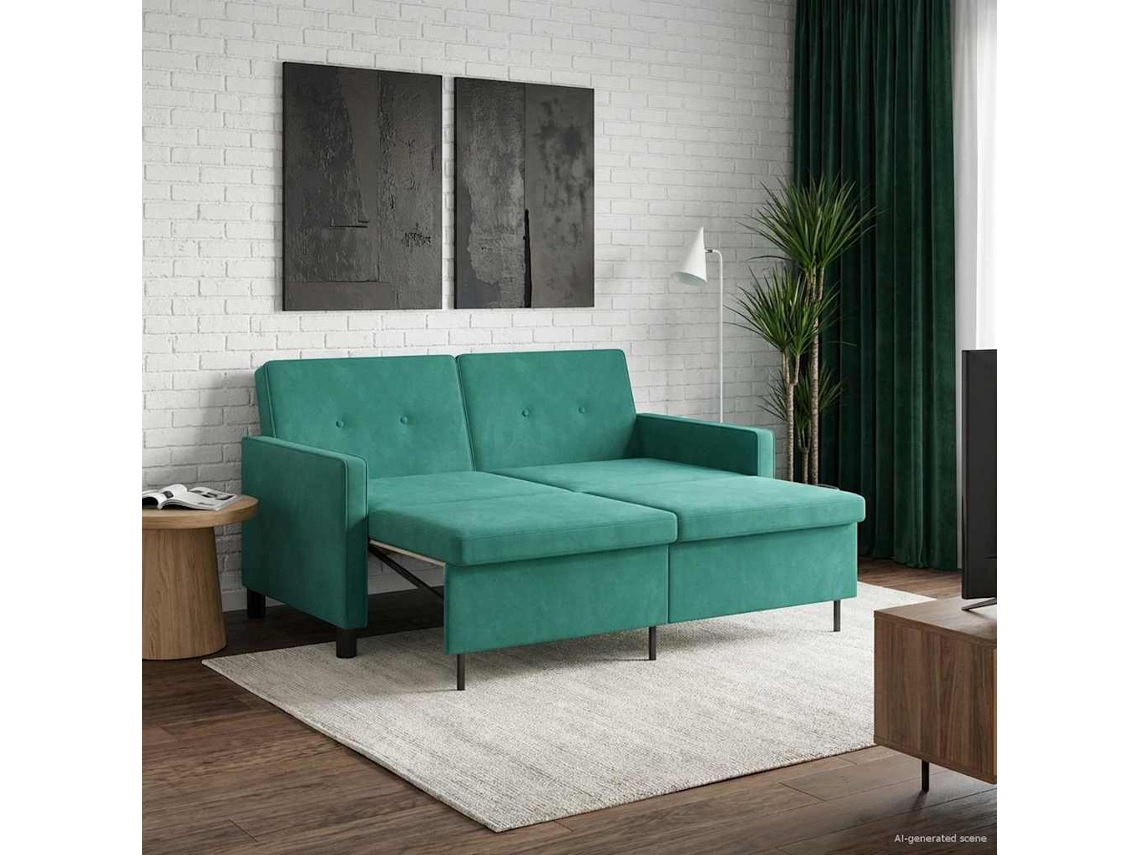 Vidaxl Sofá-cama Turquesa Tecido