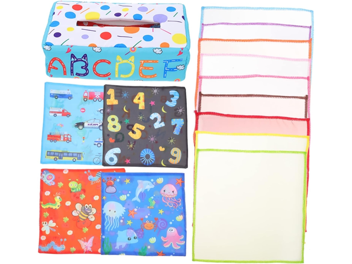 Conjunto De Caixa De Lenços Sensoriais Para Bebê Brinquedo Educativo Colorido E Seguro Que Estimul Gokoco