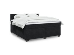 Vidaxl Cama Com Molas/colchão 180x200 Cm Veludo Preto