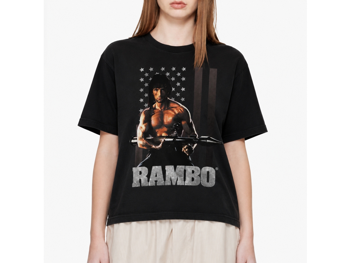 Rockinstone Rambo Movie Ramberica Black Adult T-shirt Size:xxl