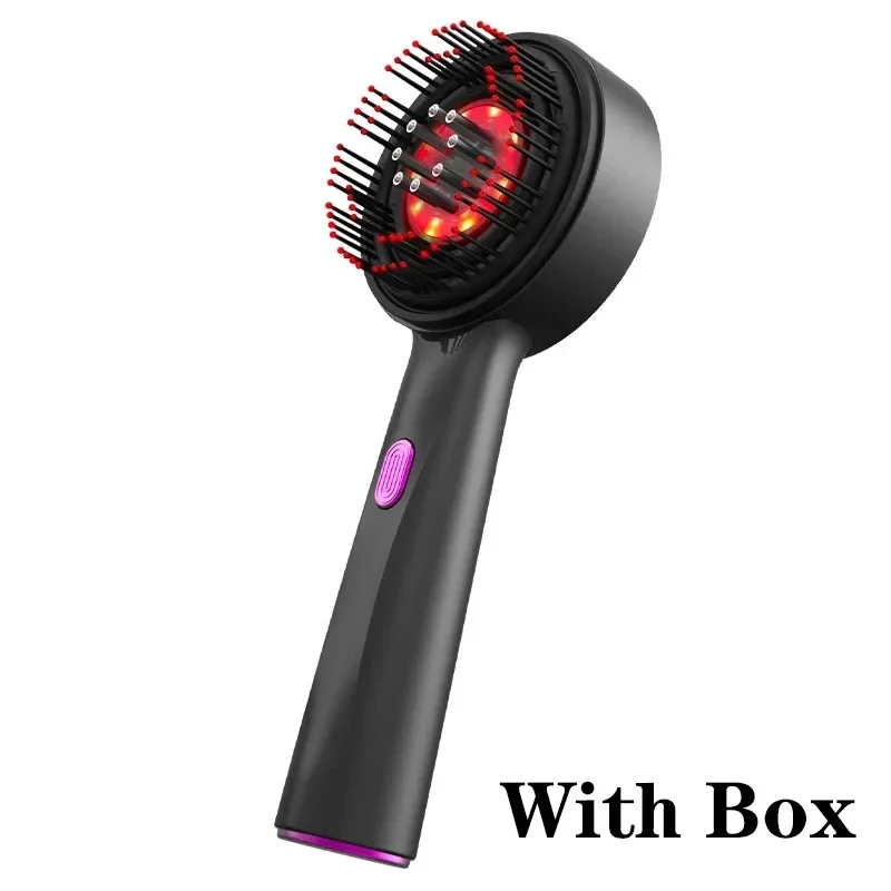 Pente Massageador Vibratório Elétrico, Terapia com Luz Vermelha, Crescimento Capilar, Aplicador de Óleo Essencial, 3 Modos MDUG (cinza)