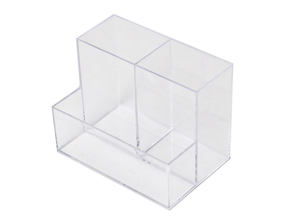 Porta lápis de Acrílico Transparente com Vários Compartimentos Organizador de Estojo para Mesa Escritório Escola Lar | S/MARCA