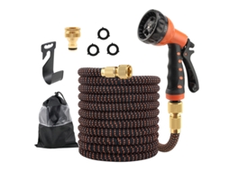 Kit De Mangueira De Jardim Expansível Com Pistola De Pulverização De 8 Modos, Conexões De Latão, Suporte E Bolsa De Armazenamento.