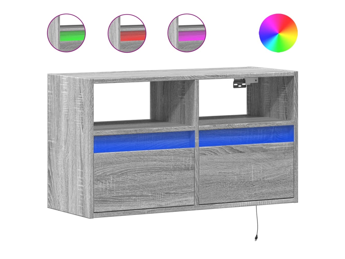 Móvel de Parede com Luzes Led Cinzento Sonoma MAISON EXCLUSIVE (80x31x45 cm)