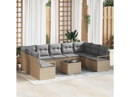 Vidaxl Conjunto De Sofás 10 Unid. Bege Vime Pe
