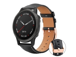 Bracelete para Garmin Fenix 8 / 7s / 6s / 5s em couro vegano preto com estampa de tubarão e fivela dourada rosa preta (20mm)