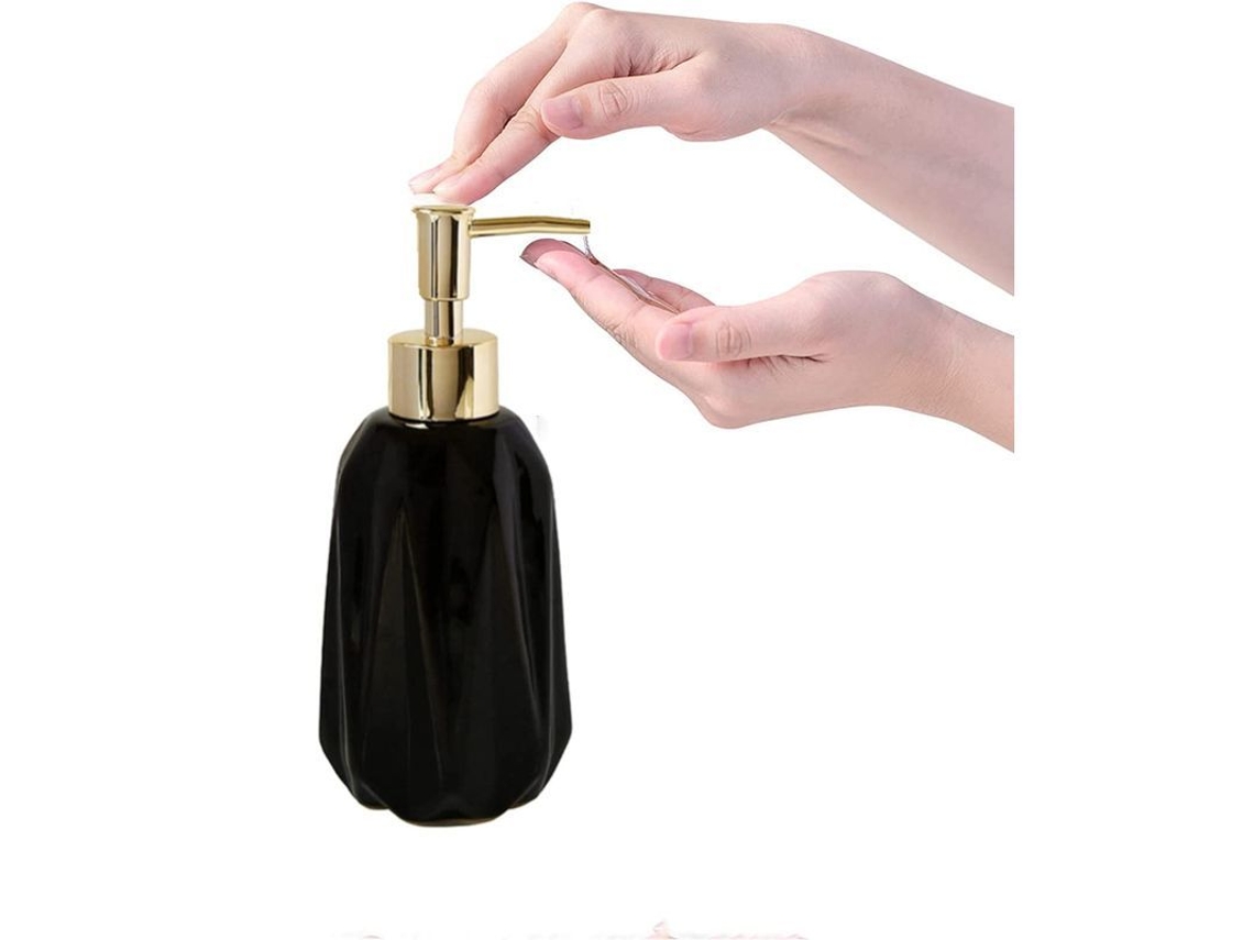 2026 linjou Dispensador de Sabonete 10 Oz Recarregável com Bomba para Cozinha e Banheiro Design Moderno (preto)